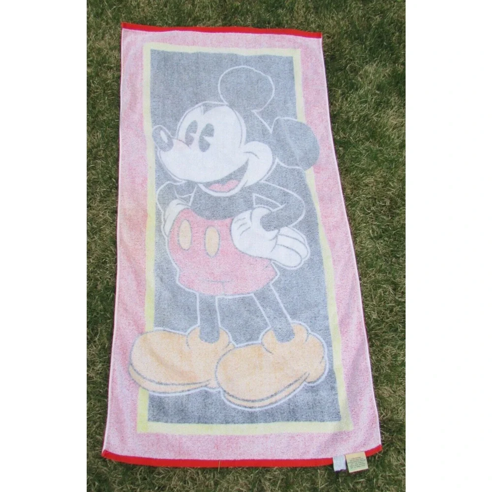 Disney OG Mickey Mouse Graphic Cotton Beach Towel Franco  56 x 30 Vintage 1990s